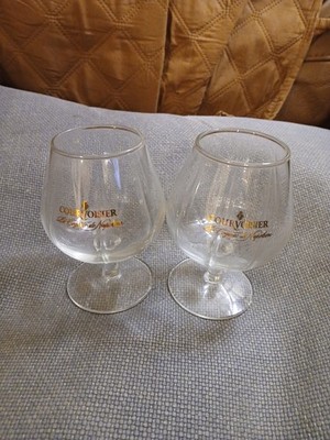 Vintage Courvoisier Le Cognac de Napoleon Ribbed Snifter Glasses Set of 2