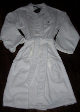 NWT Polo Ralph Lauren SOLID WHITE Cotton Velour 50" Robe Men's S/M NAVY PONY