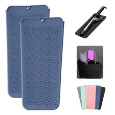 NINWOD 2 Pcs Professional Silicone Heat Resistant Mat Pouch for 2pcs Blue