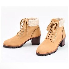 Talla 8.5 • Jack Rogers Botas Tostadas Botines con Puño Tejido Harper Senderista Tejido