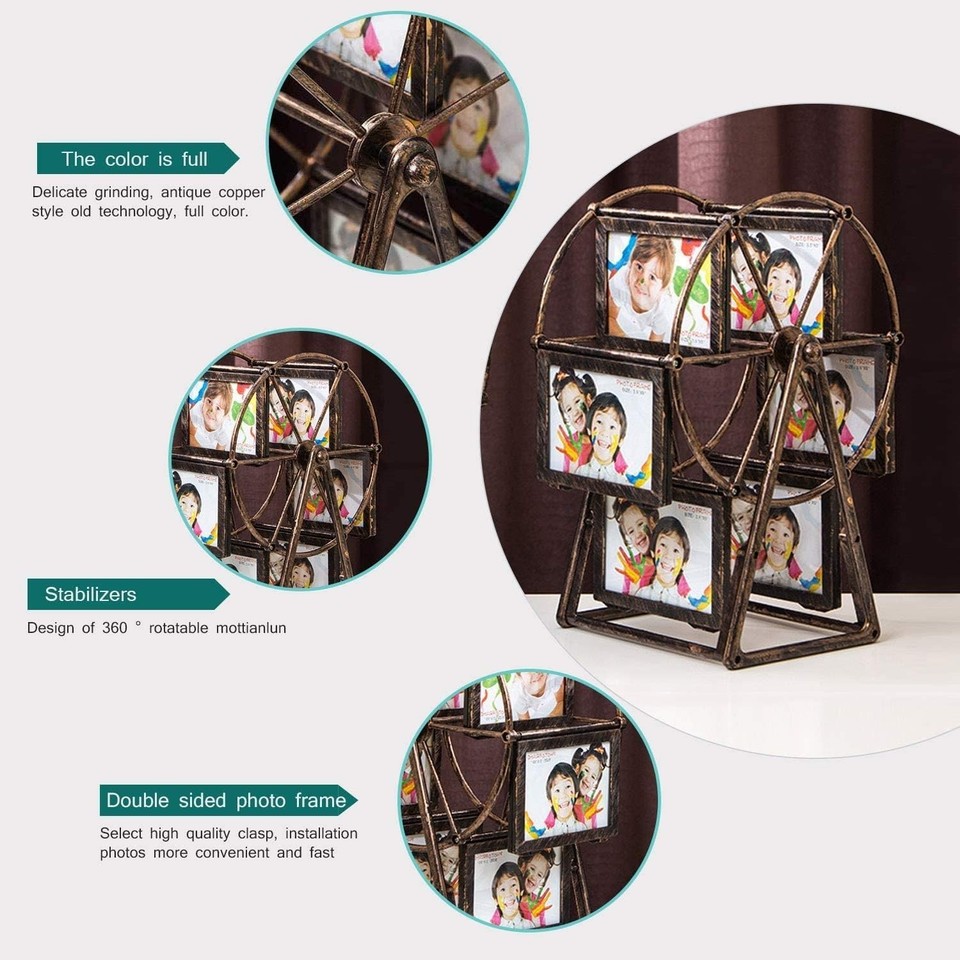 Rotating Ferris Wheel Picture Frame, Vintage 12 Photo Holder, Home ...