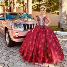 Customized Sparking Quinceanera Dresses Beading Off the Shoulder Prom Dress 2026