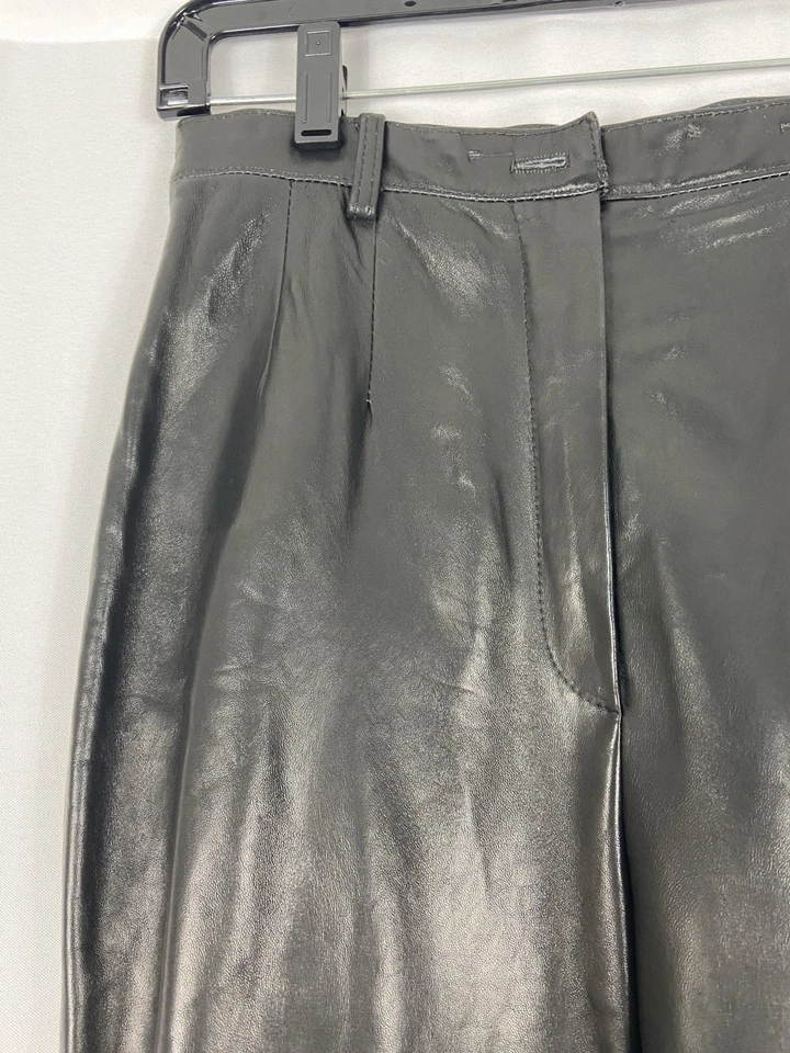 Anne Klein Size 8 Black Leather Pants - Image 3 of 4