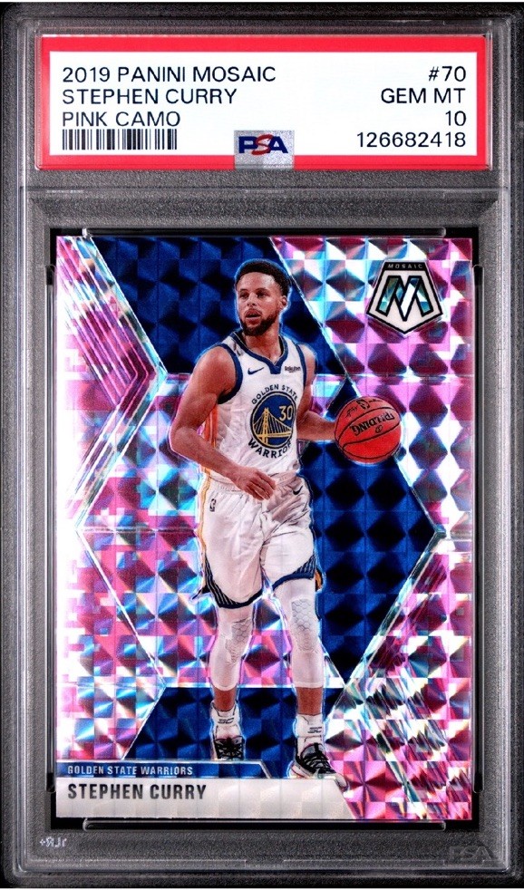 2019-20 Panini Mosaic Pink Camo Prizm Stephen Curry #70 PSA 10 GEM MT E4