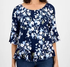STYLE & CO Women's Floral On/Off Shoulder Top, Size L