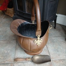 Vintage Copper Coal/Fireside Bucket Scuttle  30cm Diameter