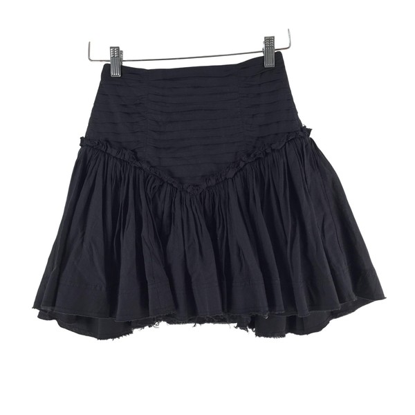 Aje. Skirt Womens 6 Black Cotton Skater High Waist Ruffle Layered Mini 130203