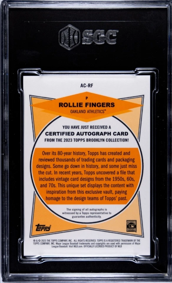 2023 Topps Brooklyn Collection - Autographs Rollie Fingers #AC-RF Black /75  - Image 2 of 2