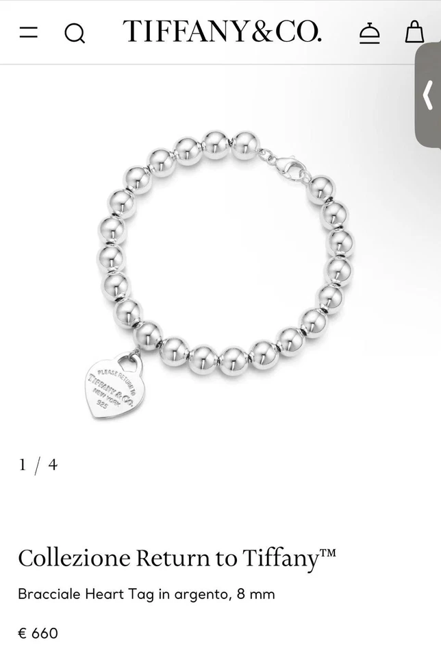 BRACCIALE TIFFANY & CO ARGENTO COLLEZIONE RETURN TO TIFFANY CUORE TIFFANY&CO - Immagine 4 di 4