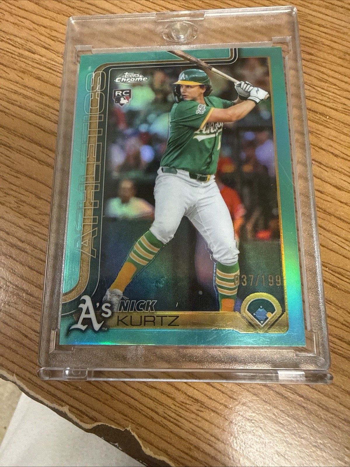 2025 Topps Chrome Update Nick Kurtz RC Aqua Refractor 169/199 USC178 A’s