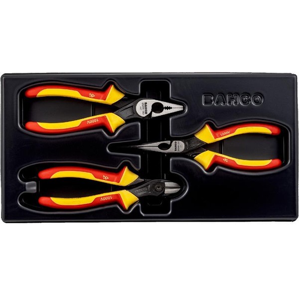 Bahco Vde Seitenschneider Kombizange Flachrundzange Elektro Zangen Satz 3 Tlg.-image