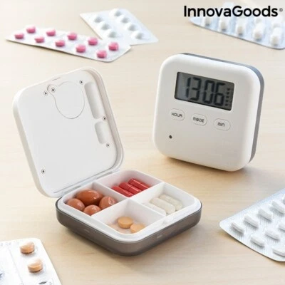 INNOVAGOODS elektronische Pillenbox Medikamentenbox 5 Alarmzeiten Pillendose Box Tabletten