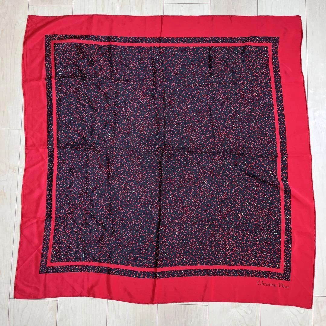 Christian Dior grande écharpe 85 cm carré logo soie rouge 02K