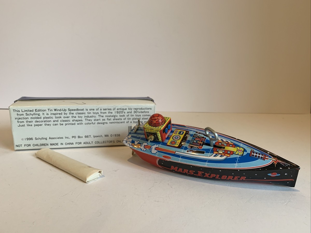 1996 Schylling Collector Series Mars Explorer Speedboat Wind Up