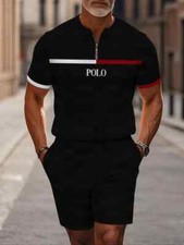 Short Sleeve Zipper Two-piece Set