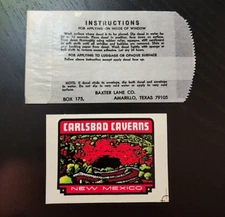 BAXTER LANE CO Carlsbad Caverns NM VTGTravel Luggage Water Decal Sticker #386