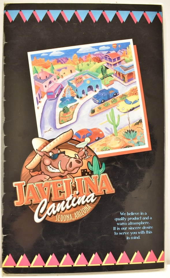 2000s Javelina Cantina Restaurant Menu State Route 179 Sedona Arizona