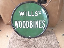 Wills Woodbine Cigarette Enamel Advertising Sign Round Smoking double Sided