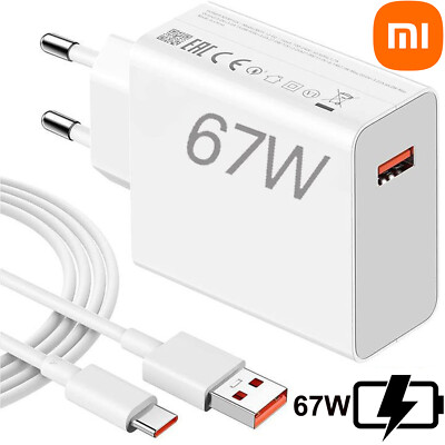 67W, 6A USB Typ C Ladekabel Schnell Ladegerät Für Xiaomi Samsung Handy Weiß 1M