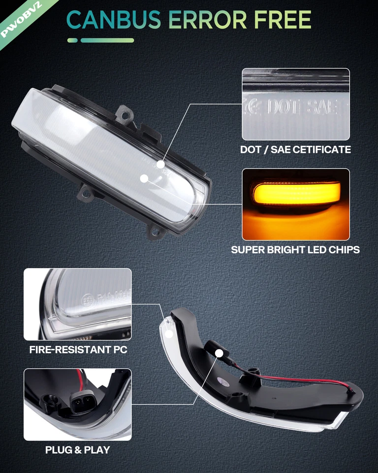 Dynamic 2x LED Side Mirror Turn Signal Light For 2011-2016 Scion Tc 2008-2015 xB Foto 3 de 4