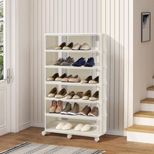 Shoe Rack Stackable Rolling Storage Organizer Entryway Hallway Shoes Shelf Stand