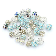 Silver Plated Multi Crystal Rhinestone Disco Round Ball Beads Findings Crafting 