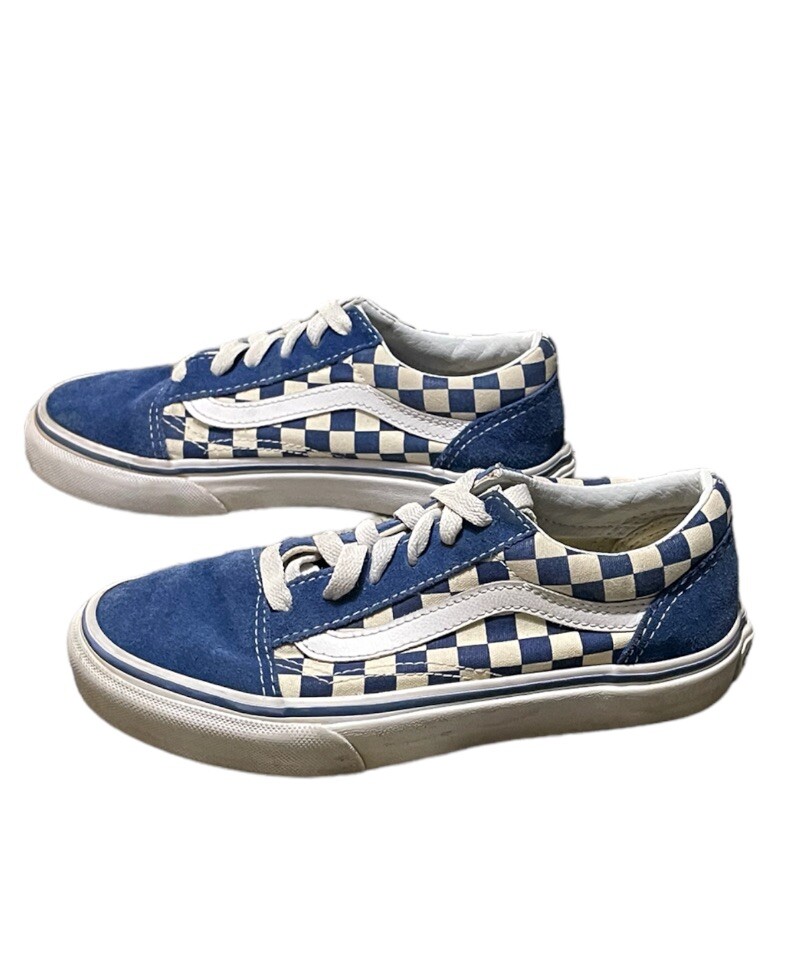 Vans Kids’ Old Skool Checkerboard Sneakers Shoes Suede  Blue White Comfy Youth 2 thumbnail 5