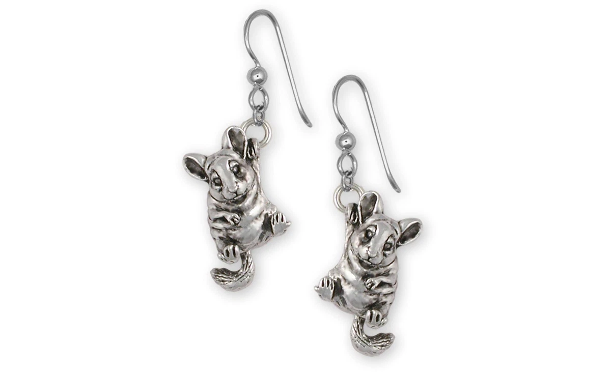Chinchilla Jewelry Sterling Silver Handmade Chinchilla Earrings