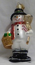 OWC Old World Christmas Blown Glass Winter Walker Snowman 24060 DAMAGED broom