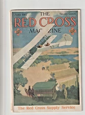 1917 World War One Red Cross magazine Biplane Cover by Verrees / Supply Service