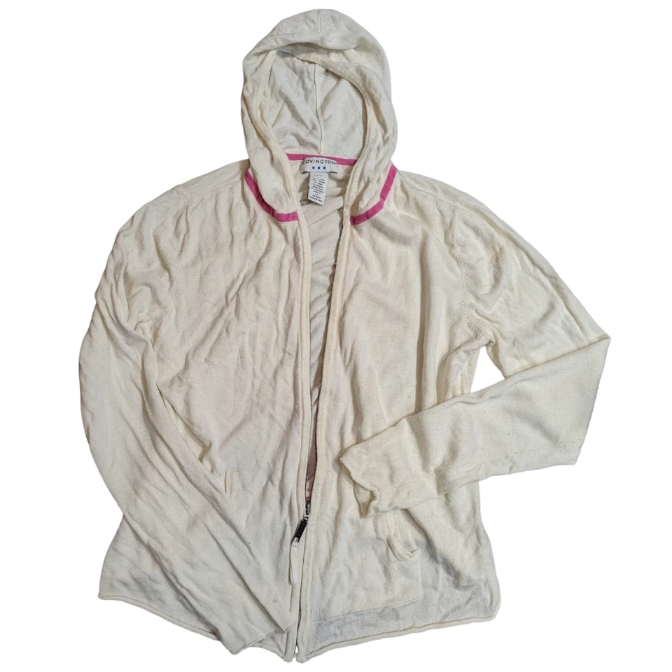 Covington Womens Full Zip Hoodie Sweater White Size XL Cashmere Angora Viscose - Image 2 of 4