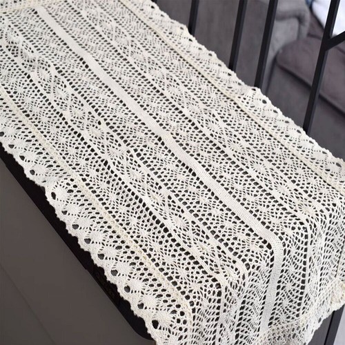 46x148cm Vintage Hand Crochet Lace Table Runner Cloth Doily Wedding Party Decor - Picture 4 of 4