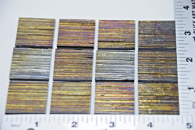 12 BLACK FIBROID TEXTURED 1'' x 1'' UROBOROS GLASS SQUARES 90 COE FUSIBLE