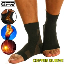 Copper Compression Foot Sleeve Ankle Brace Support Plantar Relief Pain Socks