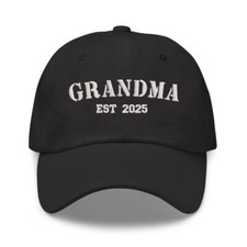 Grandma est. 2025 embroidered black cap hat, Grandma grandmother cap hat