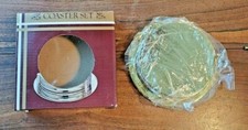 Vintage Set of 4 Decorative Brass Coasters with Holder NEW