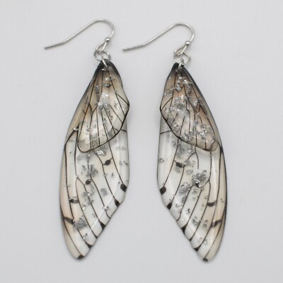 Clear & Black Butterfly Dangle Earrings - Radiant Beautiful Buttefly Wings
