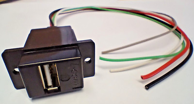 USB Type A Jack, 10'' Leads, Black, P/N ECJ504B-UA, NEW