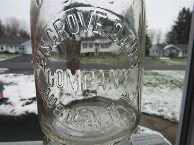 TREQ Milk Bottle Bisgrove Dairy Company Farm Auburn NY CAYUGA COUNTY 1934