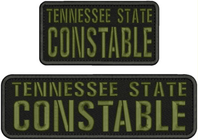 TENNESSEE S CONSTABLE EMB PATCH 3X10 AND 3X6 HOOK ON BACK od green ON BLACK