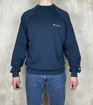 Vintage Champion Crew Neck Sweatshirt Navy Blue Men's Size XL