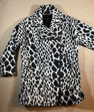 Cappotto donna Banana Republic XS neve leopardato bozzolo nero lana alpaca italiano LEGGI