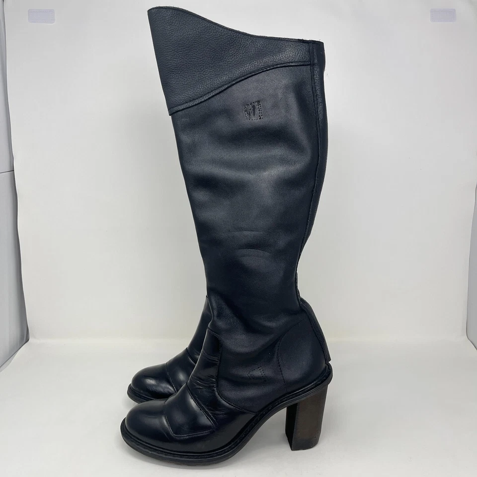 Dr. Martens Ava Black Leather Tall Heeled Zip Biker Boots AW004 Women's Size 7 - Image 2 of 4
