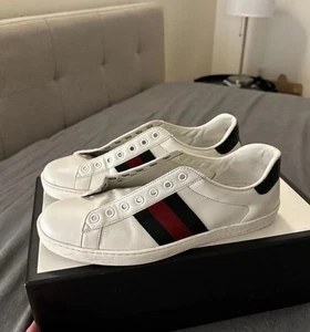 Gucci Homme As Cuir Blanc Taille 8 100% Authentique
