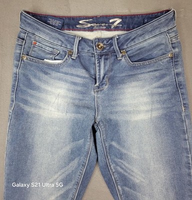 Seven7 Womens Light Wash Blue Denim Skinny Jeans Mid Rise Stretch 5-Pocket  6