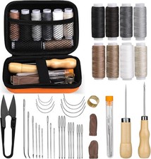 40Pcs Leather Repair Kit Heavy Duty Upholstery Sewing Needles Waxed Thread DIY