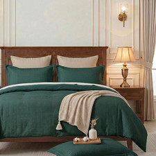 Waffle Weave Duvet Cover Queen -100 Cotton Breathable Bedding Set, Easy Care, S