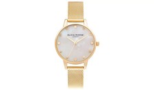 Image of Olivia Burton Classics White & Gold Mesh Women Watch Brand New | 1252479