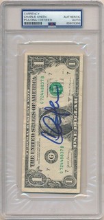 CHARLIE SHEEN SIGNED AUTOGRAPH WALL STREET $1 ONE DOLLAR PSA AUTHENTIC AUTO SP