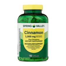 Spring Valley Cinnamon Plus Chromium Supplement Capsules 1,000 mg 180 Count